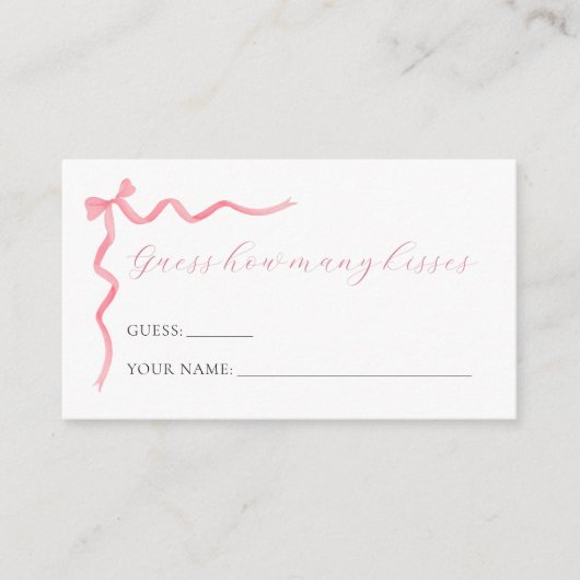 D'accompagnement Pink Bow Devine Combien De Baisers Carte De Jeu (Devant)