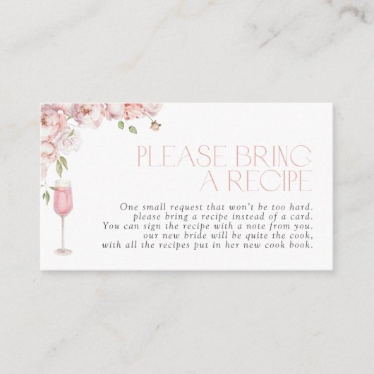 D'accompagnement Pink Floral Apportez Une Carte De Boîtier Recette (Devant)