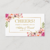 D'accompagnement Pink Wedding Réception Gold Drink Carte de billet (Devant)