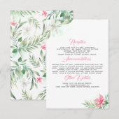 D'accompagnement Plage Fleurs Information Mariage Carte d'invité (Devant / Derrière)