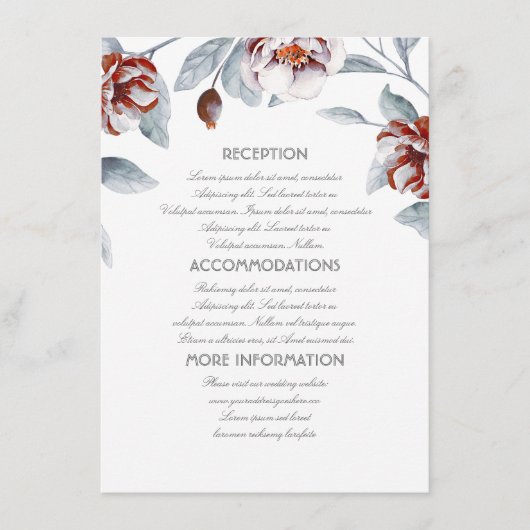 D'accompagnement Plum Purple Flowers Information Mariage Carte d'hô (Devant)