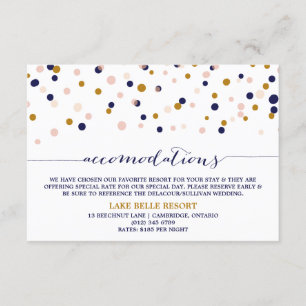 D'accompagnement Points Confetti Rose & Or - Carte d'hébergement II