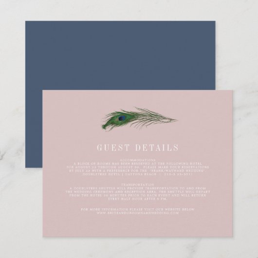 D'accompagnement Présentation du paon | Carte d'invité de mariage e (Devant / Derrière)