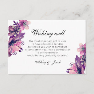 D'accompagnement Puits de souhaits floral violet. Carte d'insertion