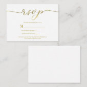 D'accompagnement R.S.V.P. Mariage - Carte de réponse Gold Script (Devant / Derrière)