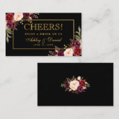 D'accompagnement Réception Mariage Burgundy Noir Boire Carte Billet (Devant / Derrière)