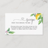 D'accompagnement Recette de citron pour la mariée à être carte de c (Devant)