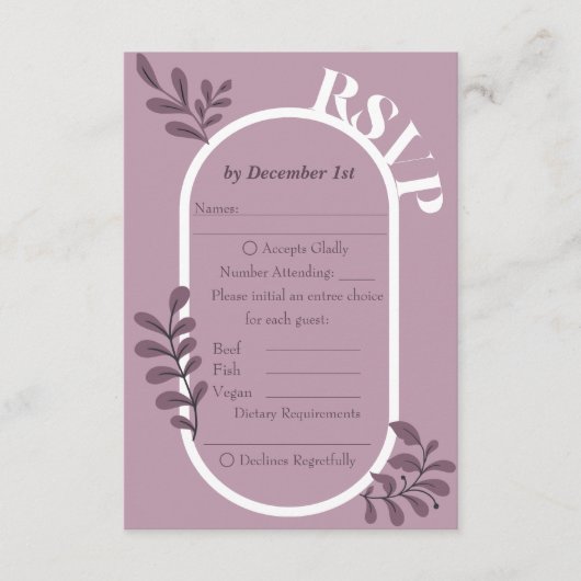 D'accompagnement Rococo rose simple mariage carte RSVP (Devant)