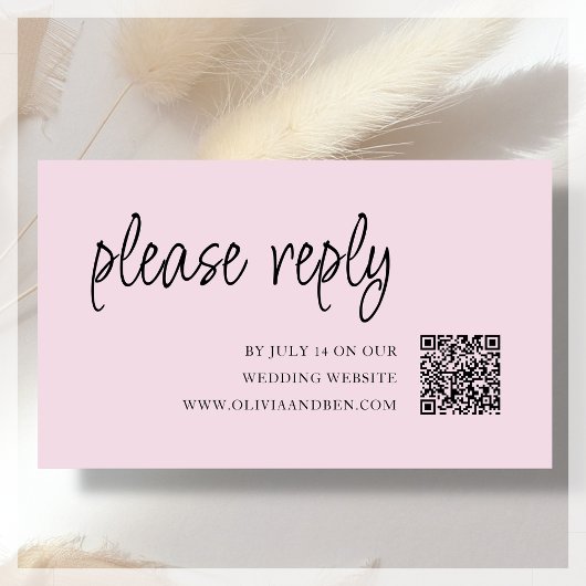 D'accompagnement Rose | Code QR | Carte de réponse de mariage inclu