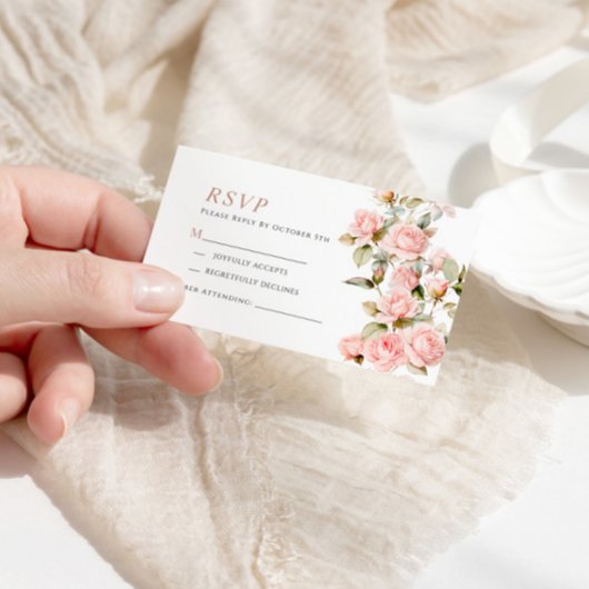 D'accompagnement Rose rose et verdure Feuille mariage carte RSVP