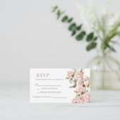 D'accompagnement Rose rose et verdure Feuille mariage carte RSVP (Debout devant)