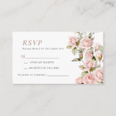 D'accompagnement Rose rose et verdure Feuille mariage carte RSVP (Devant)