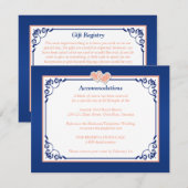 D'accompagnement Royal Blue, Pêche Florale, Coeurs Insertion Carte (Devant / Derrière)