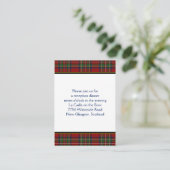 D'accompagnement Royal Stuart Tartan Carte de réception de mariage (Debout devant)