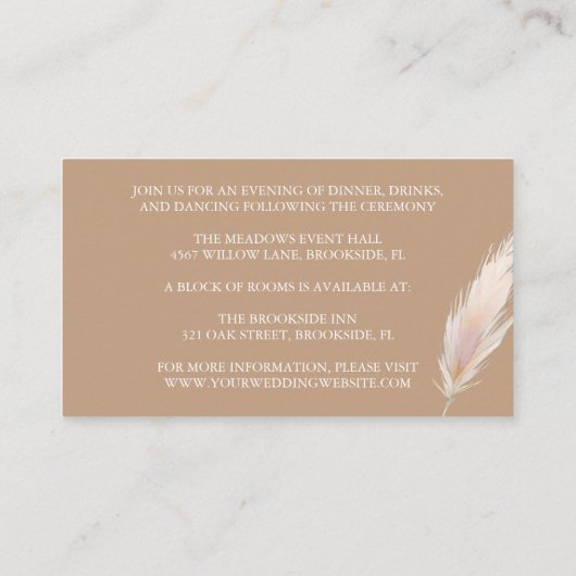 D'accompagnement Rustic Boho Mariage Détails Carte de boîtier (Dos)