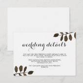 D'accompagnement Rustic Botanical Feuille Mariage Détails Carte d'i (Devant / Derrière)