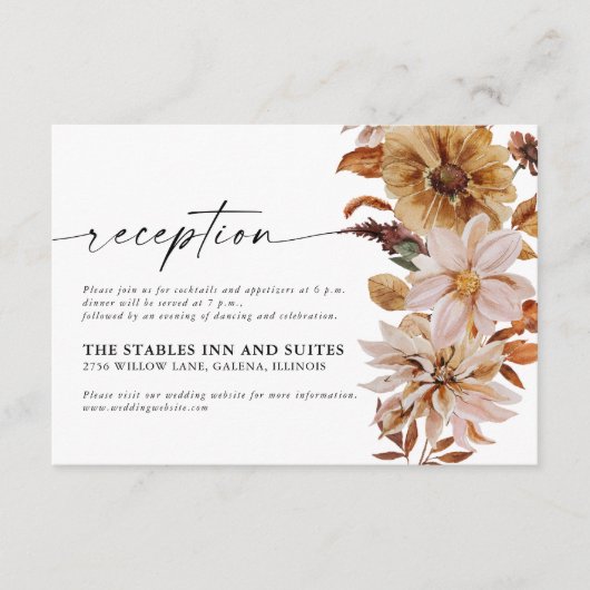 D'accompagnement Rustic Fall quitte la carte de réception de mariag (Devant)