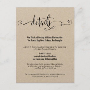D'accompagnement Rustic Modern We Do Script Mariage Détails Carte