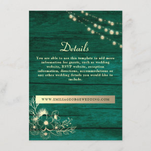 D'accompagnement Rustic Wood Détails Mariage Site Carte de boîtier