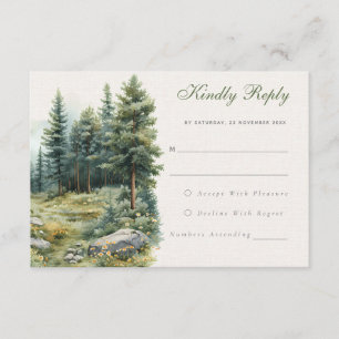 D'accompagnement Rustique vert forêt d'été Mariage carte RSVP