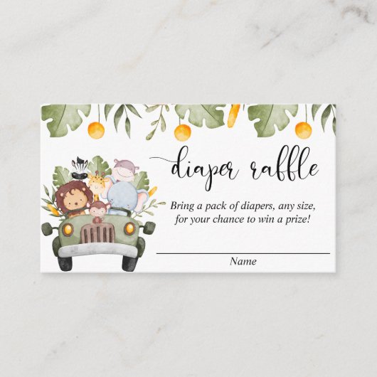 D'accompagnement Safari animaux jungle thème carte de tombola (Devant)