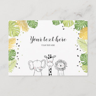 D'accompagnement Safari Animaux Jungle zoo Insérer carte Wild One