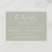 D'accompagnement Sage Green Budget Moderne Script Mariage Carte RSV (Devant)
