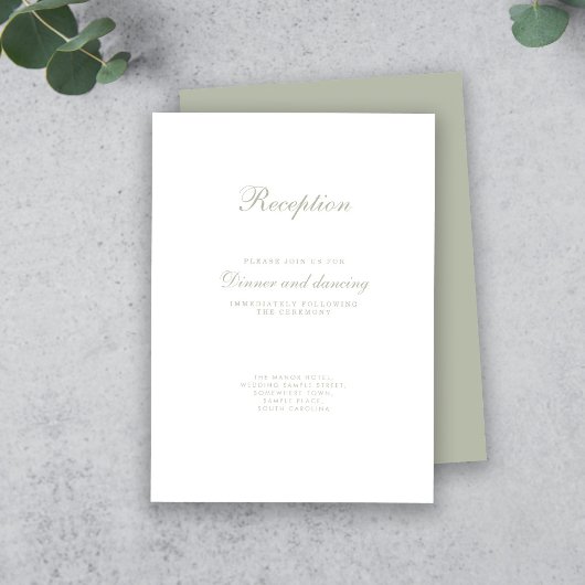 D'accompagnement Sage Green Minimal Élégant Mariage Carte de boîtie