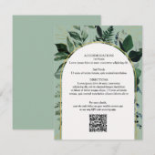 D'accompagnement Sage Green QR code Carte de détails du mariage bot (Devant / Derrière)