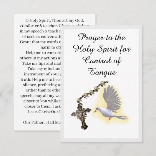 D'accompagnement Saint-Esprit Contrôle de la parole Carte de prière (Devant / Derrière)