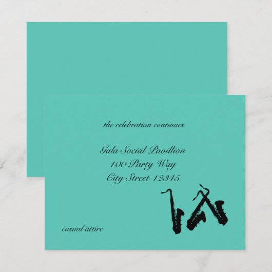 D'accompagnement Saxophone / Carte Réception (Devant / Derrière)