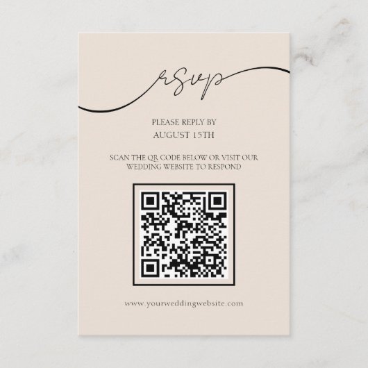 D'accompagnement Script classique élégant QR Code Mariage carte RSV (Devant)