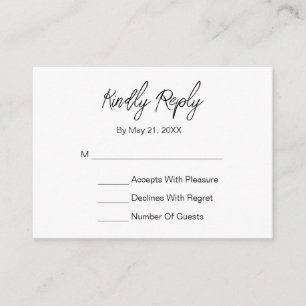 D'accompagnement Script moderne élégant noir blanc carte RSVP