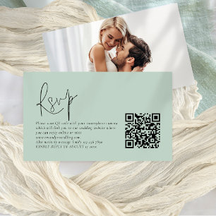 D'accompagnement Script moderne QR Code photo Sage Wedding Carte RS