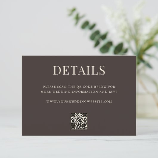 D'accompagnement Simple Carte de détails de mariage moderne QR Code (Debout devant)