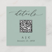 D'accompagnement Simple Carte de Détails de Mariage QR Code Vert Sa (Devant)