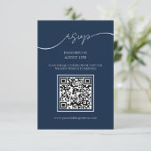 D'accompagnement Simple Elegant Marine Bleu QR Code Mariage Carte R (Debout devant)