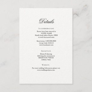 D'accompagnement Simple élégante - Détails du mariage Carte boîtier