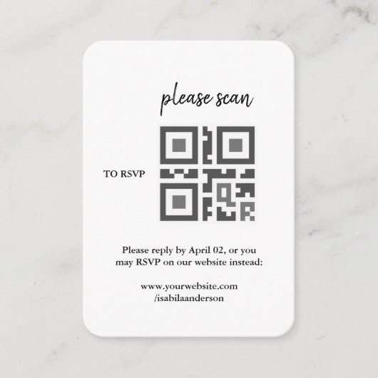D'accompagnement Simple moderne RSVP avec carte de boîtier de code (Devant)