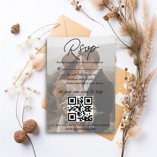 D'accompagnement simple photo mariage rsvp code qr carte de boîtier