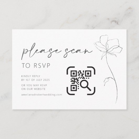 D'accompagnement Site mariage Carte de boîtier QR Code RSVP Moderne (Devant)