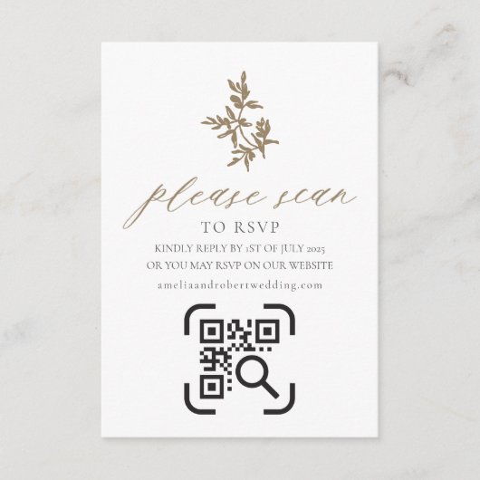 D'accompagnement Site mariage Carte de boîtier QR Code RSVP Olives (Devant)