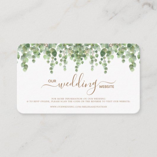 D'accompagnement Site Mariage Eucalyptus QR Code carte RSVP (Devant)