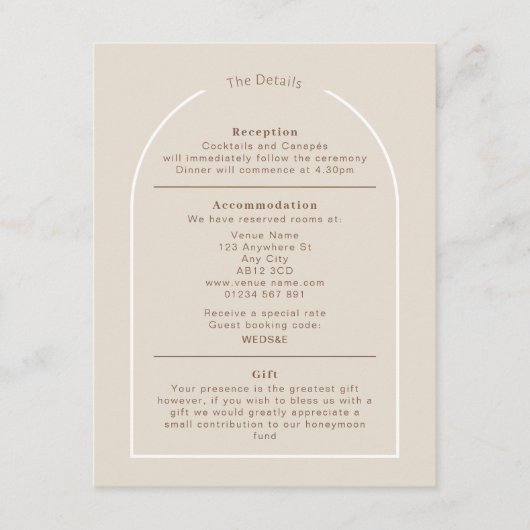 D'accompagnement SOPHIA Modern Desert Boho Arch Détails Carte (Devant)