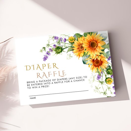 D'accompagnement Sunflowers & Lavander Diaper Carte Raffle W2