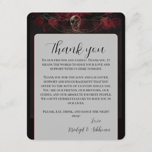 D'accompagnement Till Death Crâne gothique Merci carte de réception (Devant)