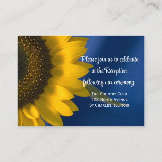 D'accompagnement Tournesol sur la carte de réception de mariage ble (Devant)