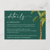 D'accompagnement Tropical Palm Trees Mariage Détails Carte de boîti (Devant)
