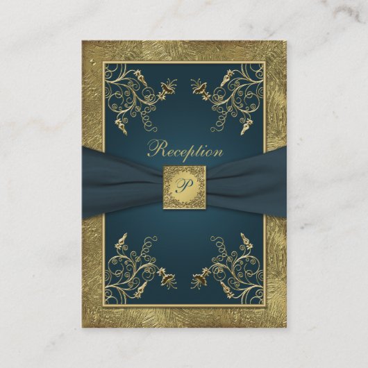 D'accompagnement Turquoise, FAUX Gold, Mariage floral carte de boît (Devant)