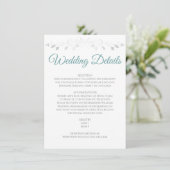 D'accompagnement Turquoise & Grey Elegant Wedding Details Carte de  (Debout devant)